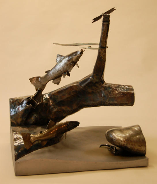 Metal Trout Sculpture, Wildlife Art, NC Wildlife Art